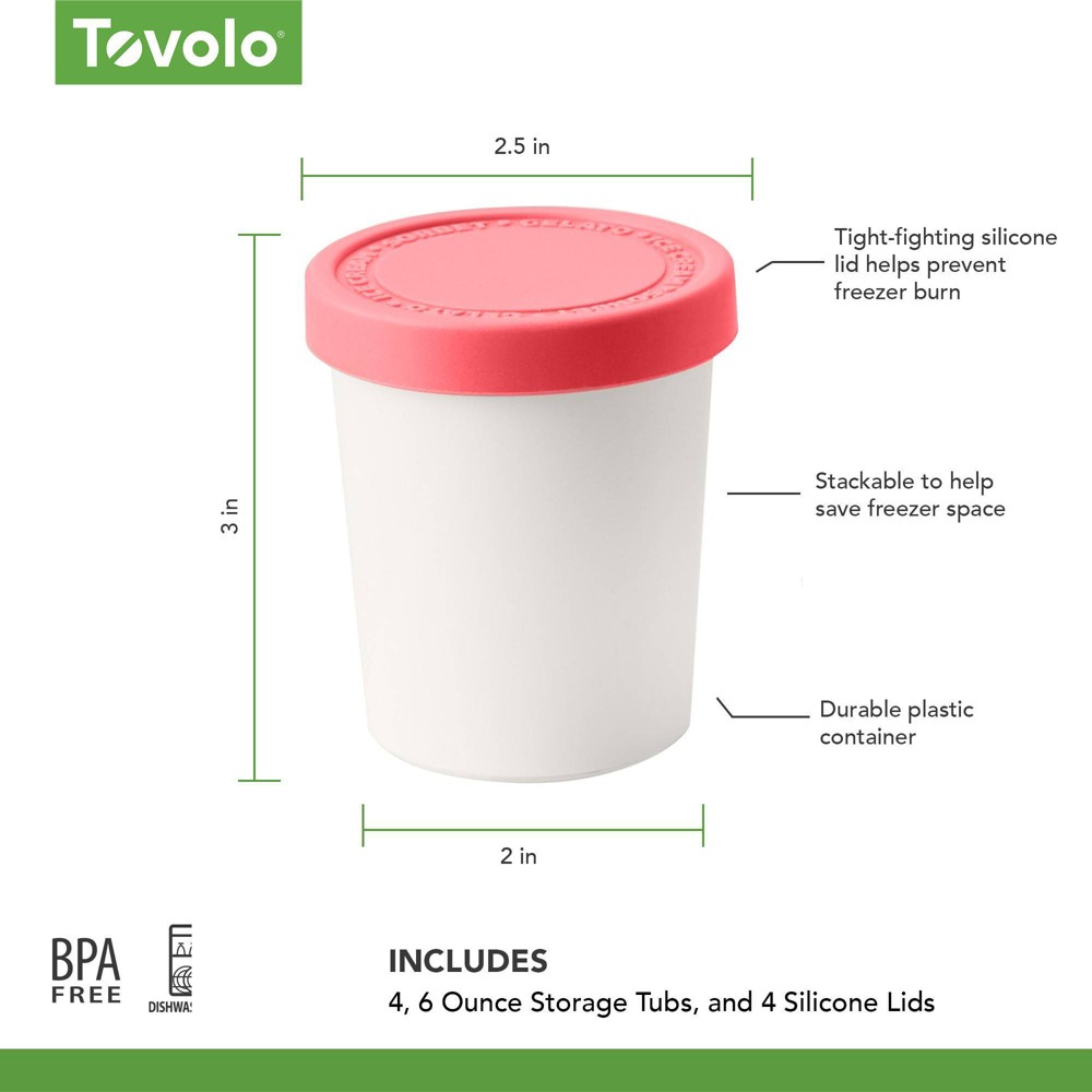 Photos - Food Container Tovolo Set of 4 Mini Sweet Treats Tubs: Plastic Food Storage Containers, Dishwasher-Safe, 1-Quart Capacity, White