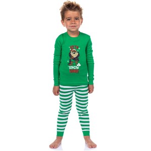 Looney Tunes Bugs Bunny, Lola Bunny, Tweety Bird, Tazmanian Devil Christmas Tight Fit Family Pajama Set Green - 1 of 4