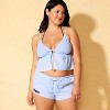 Women's Striped Embroidered Low-Rise Swim Cover Up Shorts - Wild Fable™ Blue/White - 4 of 4