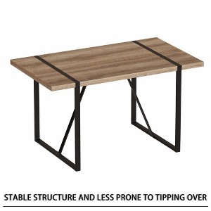 Gulches 5-Piece Brown Saddle Leather Dining Set - 55" MDF Table + 4 Spoon-Shaped Chairs, Metal Legs, Rustic-Modern Style - 1 of 4