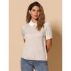 INSPIRE CHIC Women's Vintage Peter Pan Collar Contrast Puff Short Sleeve Blouse - 2 of 4