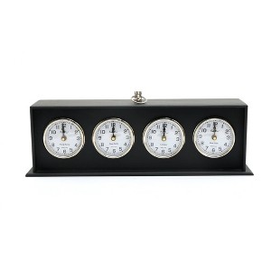 TopComfy Decorative Object Modern Time Zone Desk Clock for International Use, Black, 15.75"*4"*6.5" - 1 of 4