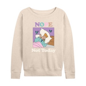 Women's - Disney Princess - Aurora Sleeping Beauty Nope Not Today Lightweight French Terry Wide Neck Long Sleeve Shirt - 1 of 4
