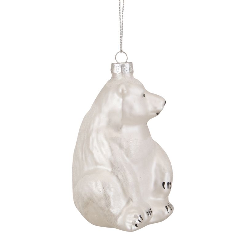 Northlight 4"  White Glittered Polar Bear Glass Christmas Ornament, 4 of 6