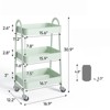 DSVIMOY 3 Tier Rolling Cart, Metal Utility Storage Organizer with Wheels, Kitchen Trolley, Bathroom, Office Shelves, Green, 16.9"*12.2"*30.9" - 3 of 4