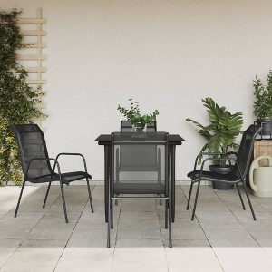 vidaXL 5 Piece Patio Dining Set Black Steel and Textilene - 1 of 4