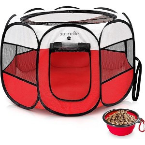 SereneLife Foldable Pet Tent with Collapsible Pet Bowl - 1 of 4