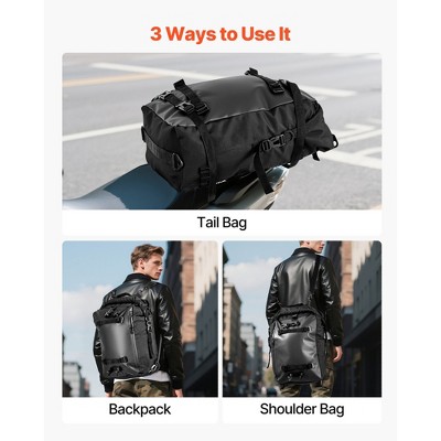 HBEZON 30L Motorcycle Tail Bag with Waterproof Liner, Universal Fit for Most Bikes, Converts to Backpack for Daily Commuting — фото 6