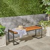 Vynxaria Industrial Patio Benches - 54" Natural Teak Finish Outdoor Seating with Cantilever Design - 2 of 4