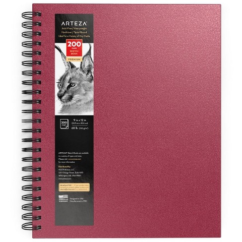 Arteza Sketch Pad, 9x12-inch, Pink Drawing Paper Pads, 100 Sheets Total, 68  lb/100 GSM