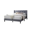 Royal Hampton Queen Size Bed, Modern X Channel Tufted Gray Velvet Upholstery - 2 of 4