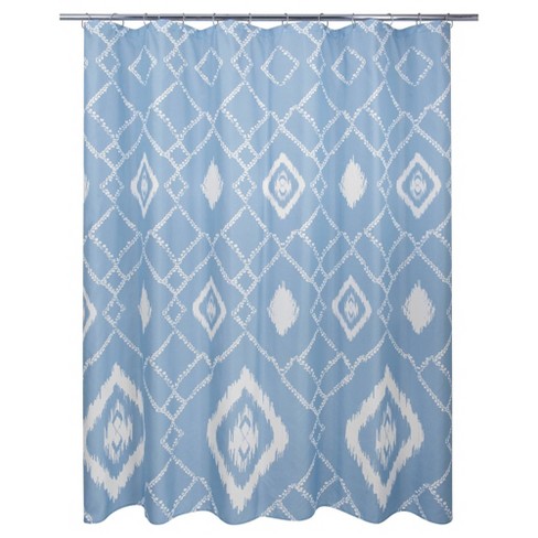 Coastal Ikat Shower Curtain Blue, Gray Ikat Shower Curtain