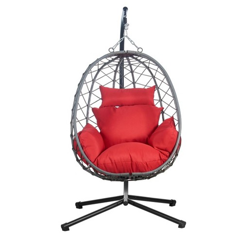 Leisuremod Summit Outdoor Single Person Egg Swing Chair In Grey Steel ...