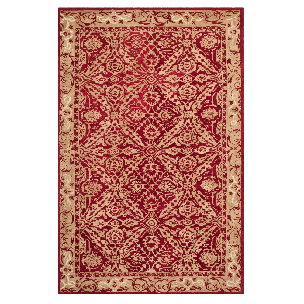 Red/Ivory Floral Tufted Accent Rug 4'x6' - Safavieh