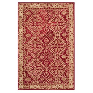 Red/Ivory Floral Tufted Accent Rug 3