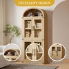 coucheta Arched Bookshelf, Arched Cabinet, 4 Glass Door Freestanding Bookcase with 2 Drawer, Wood Arched Display Cabinet for Living Room, Bedroom - 4 of 4