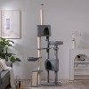 Cat Tree for Indoor Cats 105" Tall Cat Tower Multi-Level Cat Condo with 3 Perches 2 Caves Cozy Basket Scratching Board Pet Supplies Gray - 4 of 4