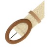 INSPIRE CHIC Women's Straw Rattan Oval Wooden Buckle Elastic Woven Wide Stretch Belts - 2 of 4