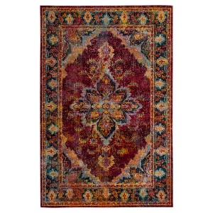 Ruby/Navy Medallion Loomed Accent Rug 3