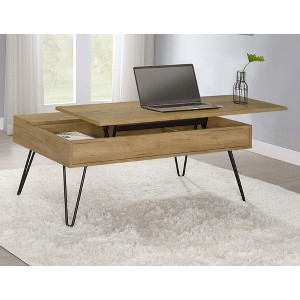 Lift-Top Coffee Table with Golden Finish and Hairpin Legs ¨C Ideal for Living Room or Office - 1 of 4