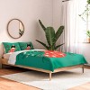 Deny Designs Full/Queen carriecantwell Festive Feline Comforter and Pillow Sham Green - 2 of 4