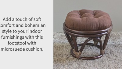 42" Brown Rattan Papasan Chair with Orange Cushion