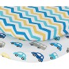 Everyday Kids 2-Pack Bassinet Sheets - 100% Cotton Jersey Knit Cars & Chevron, Fits Bassinet, Bedside Co-Sleeper, Oval & Rectangle Mattresses - 2 of 4