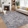 Washable Boho Vintage Runner Rug, Soft Low Pile Non-Slip Carpet for Hallway, Kitchen, Entryway, Neutral Retro Pattern - 2 of 4