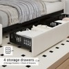 Full-size bed frame with 4 storage drawers, headboard, linen upholstery, diamond-stitched button tufting, no spring mattress required. - 3 of 4