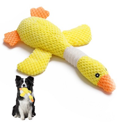Nocciola Viral Select Yellow Goose durable Dog Toy, Crinkle Squeaky Plush Dog Puppy Chew Toys for Teething, Duck Puppy Toys