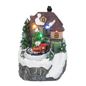Northlight 5.5" LED Lighted and Animated House with Train Christmas Village Display Piece - 1 of 4