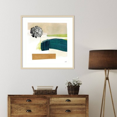 Day Beach I Abstract Giclee Print with Natural Frame