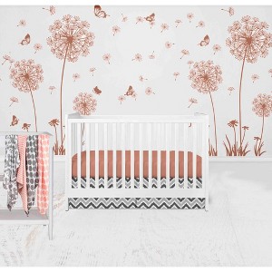 Bacati - Ikat Chevron Coral Grey Girls 6 pc Crib Set with 4 Muslin Swaddle Blankets - 1 of 4