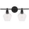 Elegant Lighting Gene 2 light Black and Clear glass Wall sconce - 3 of 4