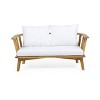 Solano 5pc Outdoor Wooden Chat Set with Round Coffee Table - White/Teak - Christopher Knight Home: Acacia Wood, UV & Water-Resistant - 4 of 4