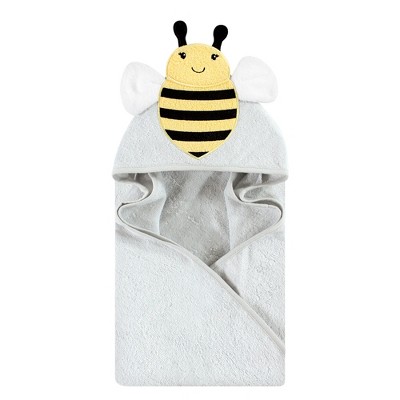 Image of Hudson Baby Unisex Baby Cotton Animal Face Hooded Towel, Bee, One Size