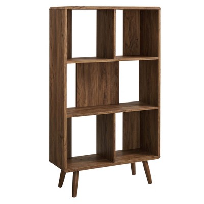 Modway Transmit 31" Bookcase - Mid-Century Modern Wood Grain Display Shelf with Three Open Storage Tiers for Living Room or Office