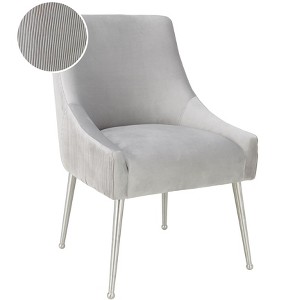 TOV Furniture Beatrix Pleated Velvet Side Chair - Silver Legs in Light Grey - 1 of 4