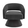 29.50"Modern Swivel Barrel Chair, Upholstered Velvet Round Accent Chairs,360 Degree Comfy Swivel Chair with Open Backrest, Beige - 2 of 4