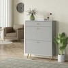 HOMCOM Narrow Shoe Storage Cabinet for Entryway with Wave-like Panels and Adjustable Shelves for 12 Pairs of Shoes, Gray - image 2 of 4