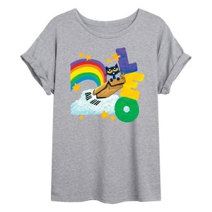 Women's - Pete the Cat - Leo Oversized Graphic T-Shirt - 1 of 4