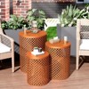 Sevobal Patio Coffee Tables Outdoor Side Table Set of 3, Round Patio Accent Metal Frame End Table for Cafes Patio Balconies, Orange, 14.5"*19.25" - 4 of 4