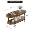 Oval Coffee Table, 2-Tiered Center Table with Open Storage, Modern Industrial Side Table, Wooden Cocktail Table with Metal Frame - 2 of 4