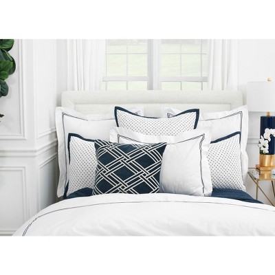 Legacy Ink Cotton Queen Duvet Cover with Embroidery