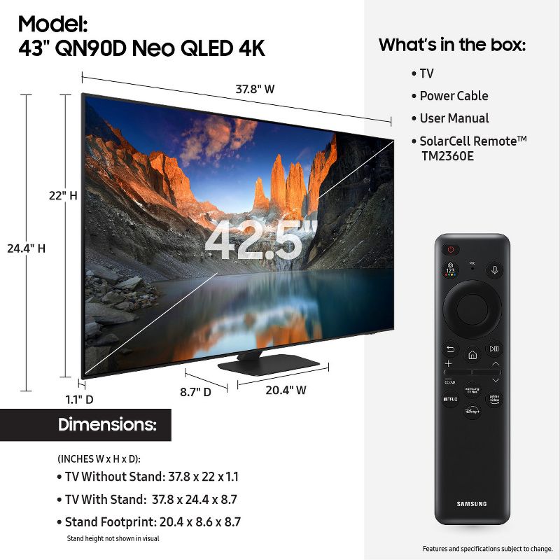 Samsung QN43QN90DA 43" 4K Neo QLED Smart TV (2024), 4 of 13