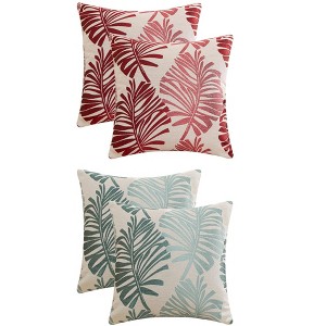 REGALWOVEN 4 Pcs Palm Leaf Pattern Decorative Throw Pillow Covers for Farmhouse Home Sofa Couch Bed - 1 of 4