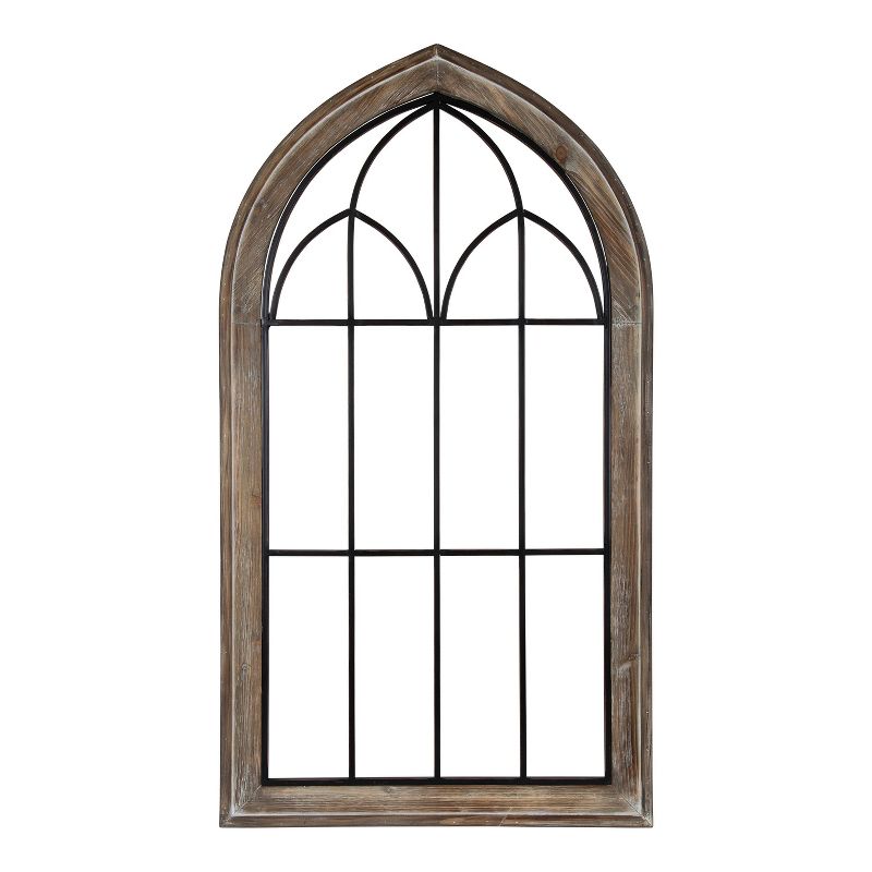 27&#34; x 48&#34; Rennel Window Pane Arch Wall Decor Rustic Brown - Kate and Laurel, 1 of 7
