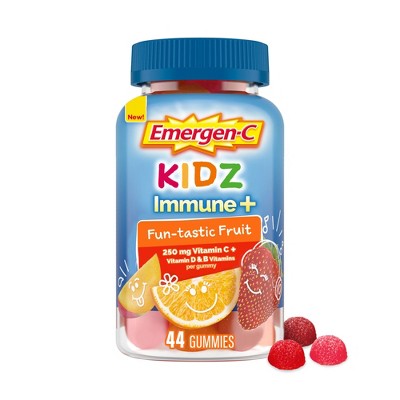 Emergen-C Kidz Immune+ Dietary Supplement Gummies with Vitamin C, B & D - Fun-tastic Fruit - 44ct
