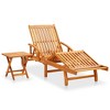 vidaXL Patio Sun Lounger with Table and Cushion Solid Wood Acacia - 2 of 4