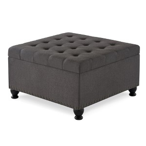 NicBex Modern 30" Storage Ottomans Linen Footstools with Button Tufted and Nailhead Trims for Bedroom and Living Room - 1 of 4
